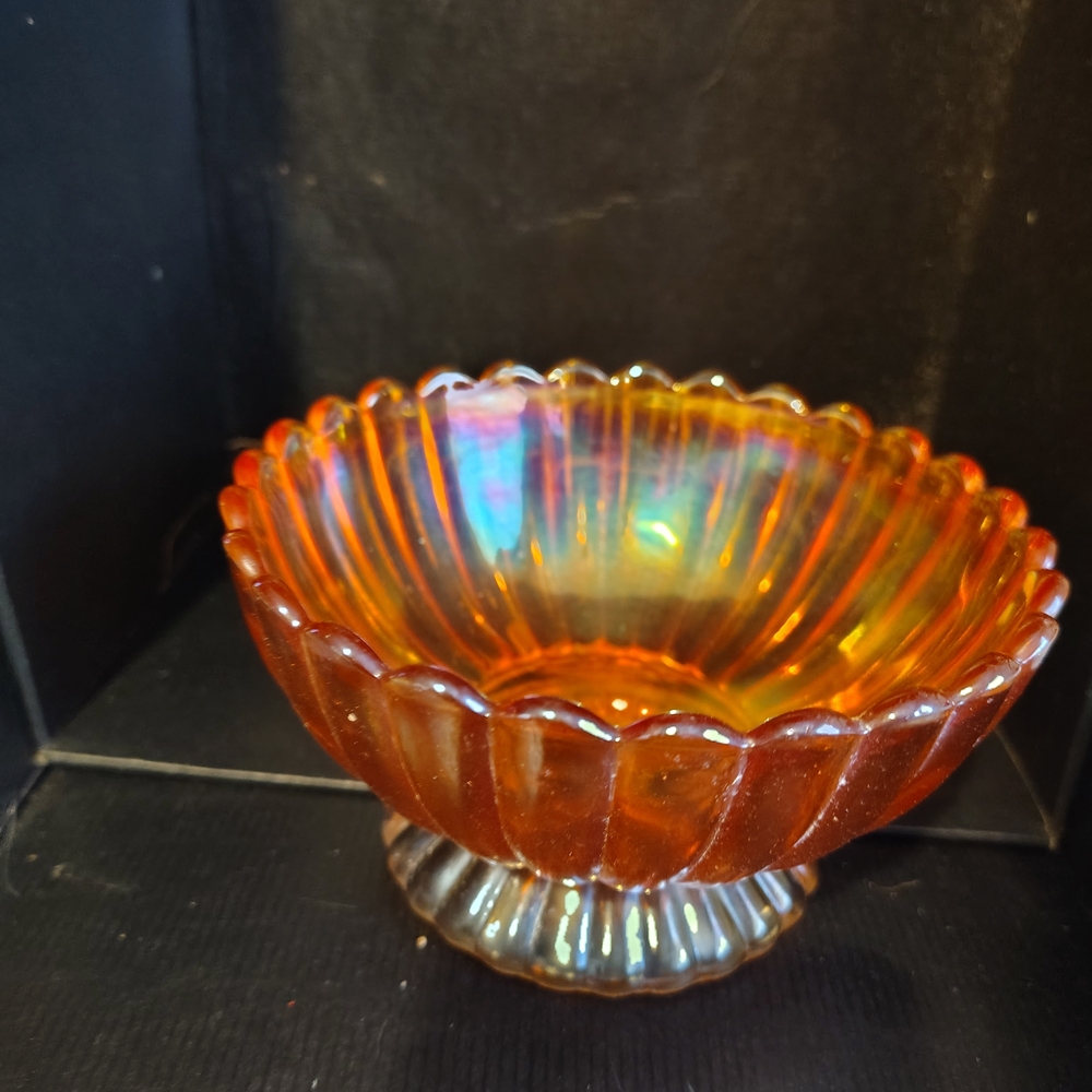 Iridescent Orange Glass Bowl